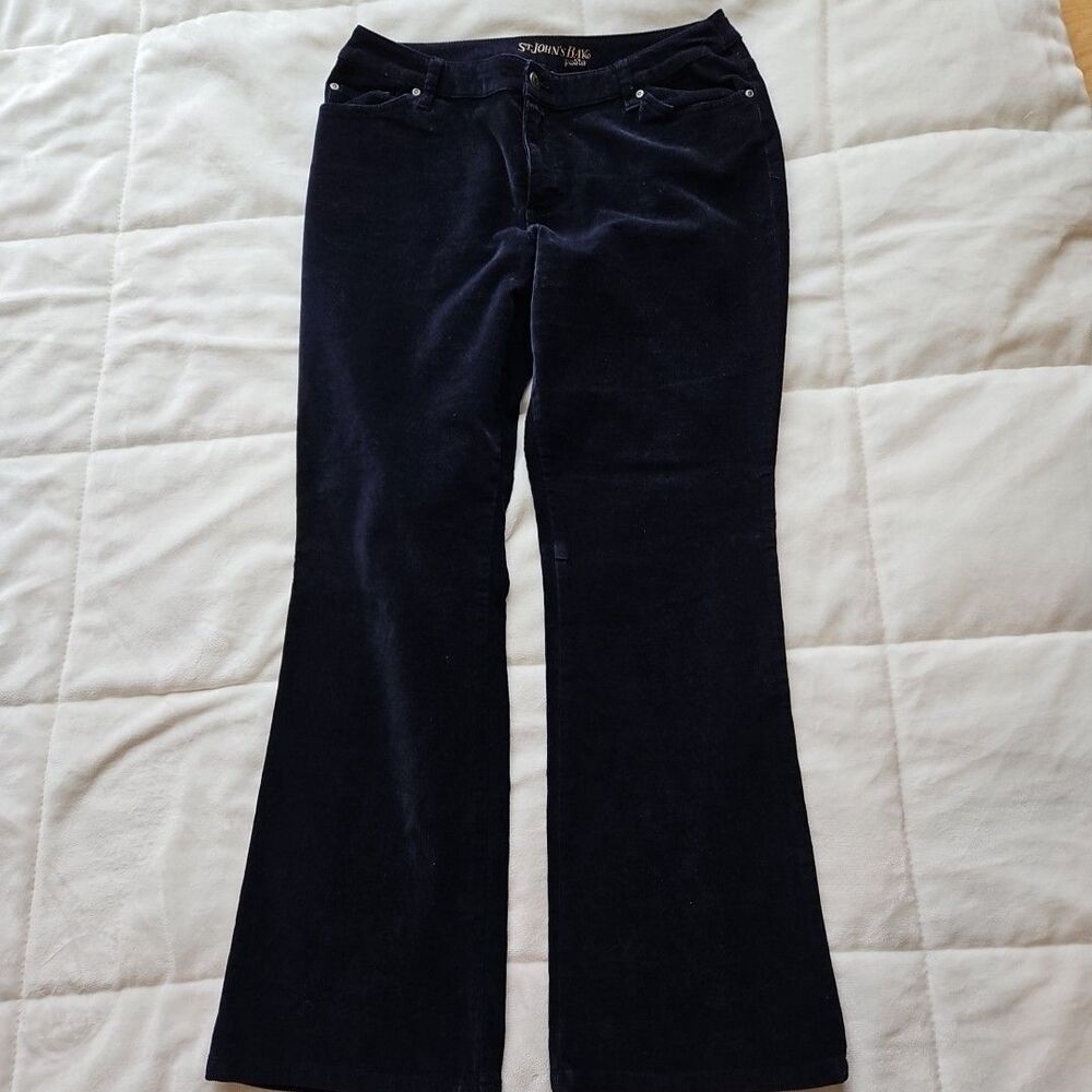 St. John’s Bay Petite Pants Womens 12P NAVY Corduroy Stretch Boot‎ Cut Classic
